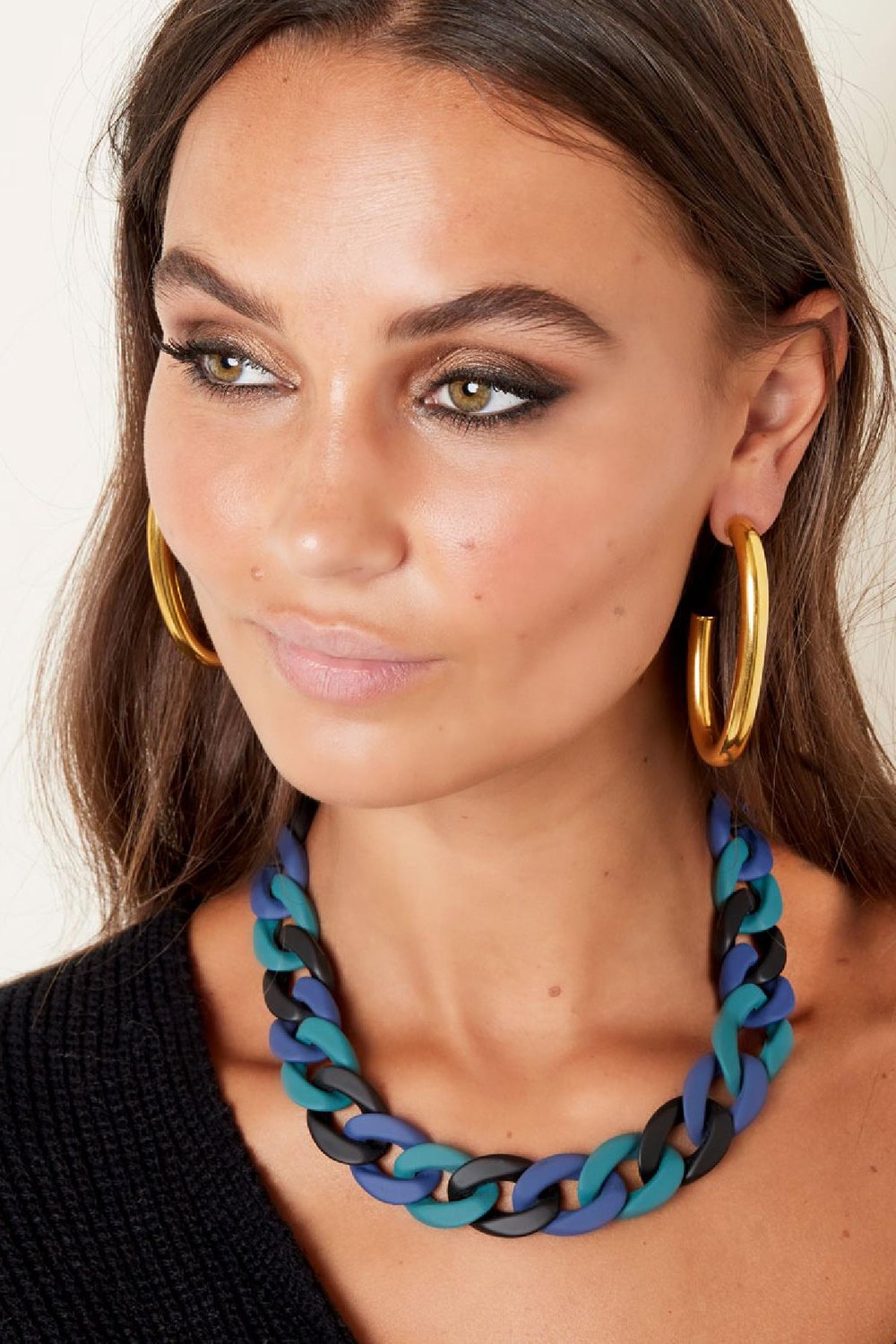 Collier acrylique lié Beige Acier inoxydable h5Image3